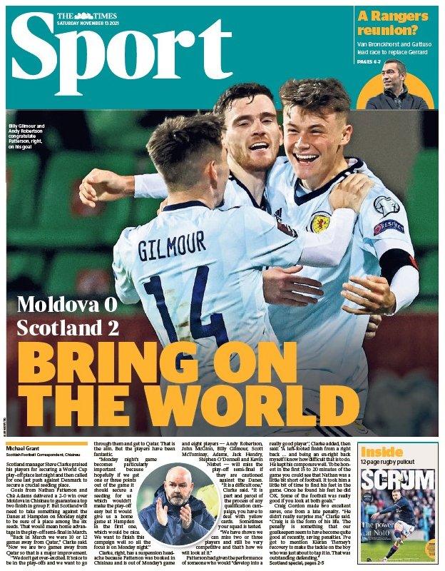 The back page of the Scottish edition of The Times on 131121