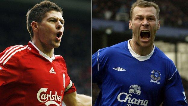 Steven Gerrard and Duncan Ferguson