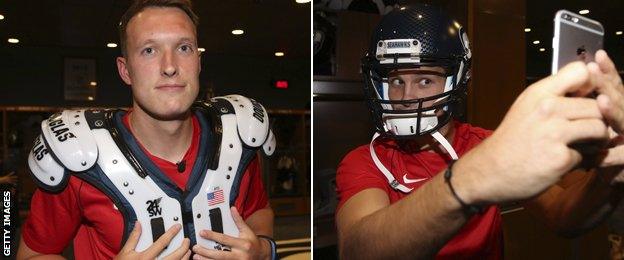 Phil Jones and Daley Blind try on protective equipment