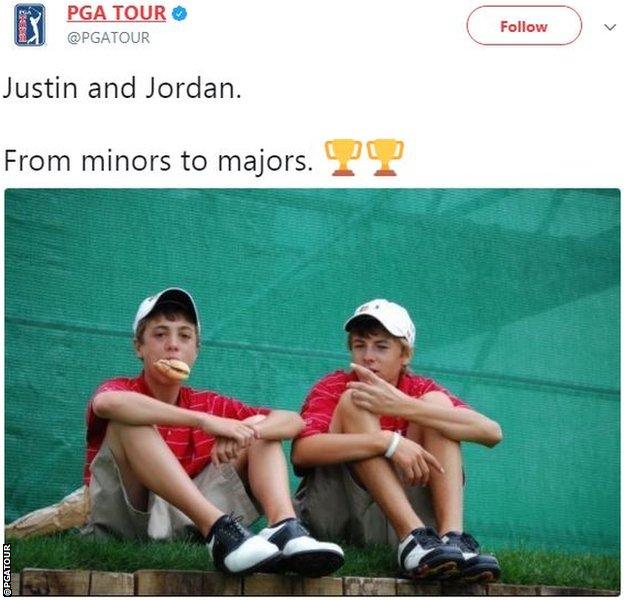 Jordan Spieth and Justin Thomas as children tweet