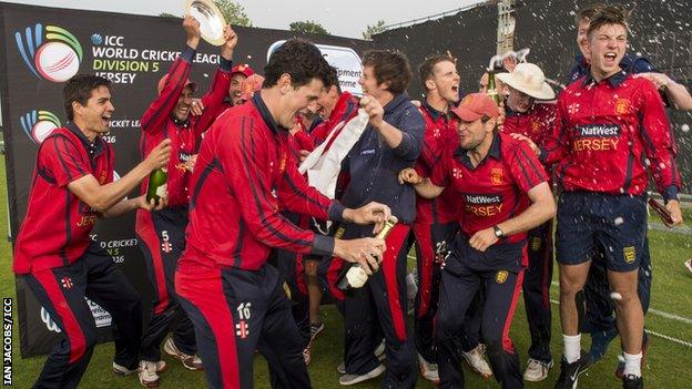 Jersey celebrate their win