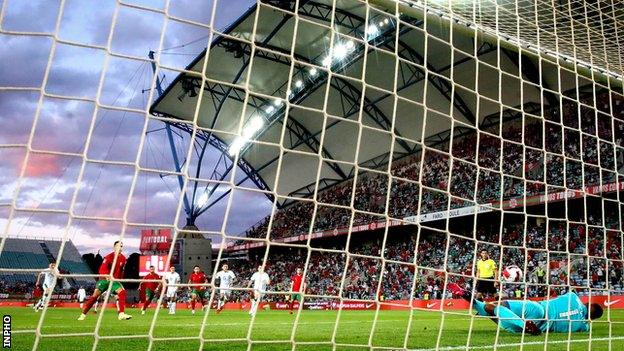 Bazunu saves Ronaldo's penalty in Portugal last month