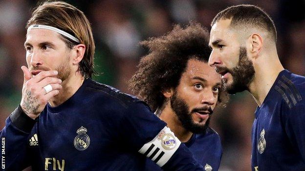 Sergio Ramos (left), Marcelo (centre) and Karim Benzema