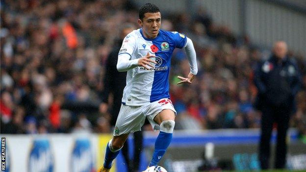 Ian Poveda playing for Blackburn against Sheffield United