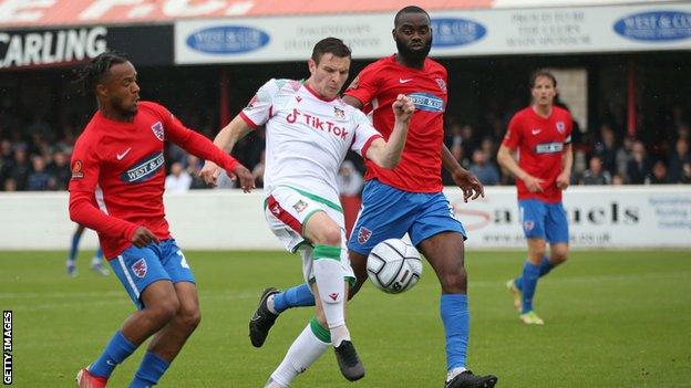 Wrexham top scorer Paul Mullin in action against Dagenham & Redbridge