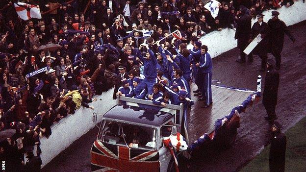 Rangers parade the Cup Winners' Cup at Ibrox