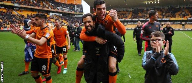 Wolves celebrate promotion to the Premier League