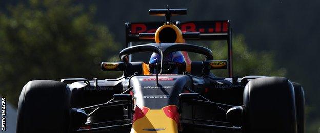 Daniel Ricciardo was one of the drivers to practice with the new 'halo' head protection system in place