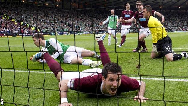 The last Edinburgh derby at Hampden was Hearts' 5-1 Scottish Cup final win in 2012