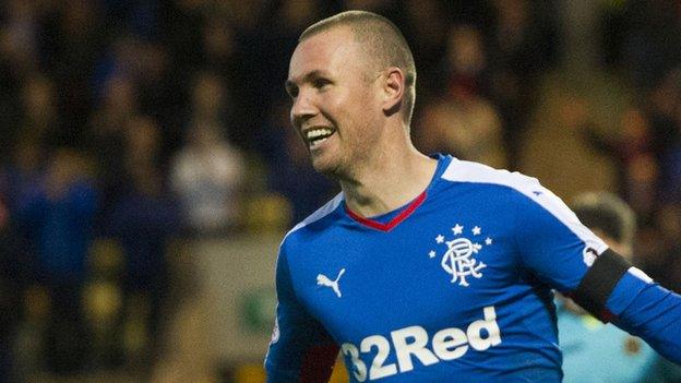 Rangers' Kenny Miller celebrates after scoring against Dumbarton