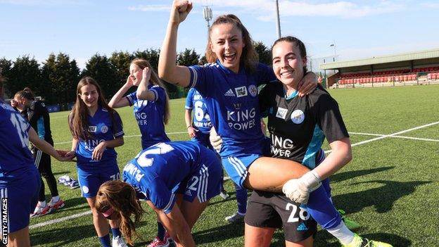 Hannah Cain celebrating with Kirstie Levell