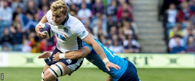 David Denton carries for Scotland