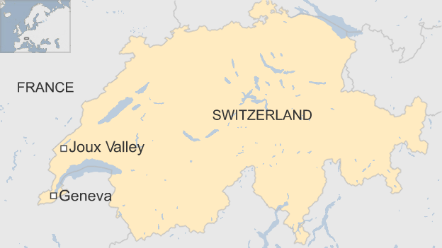 map showing location of Joux Valley and Geneva