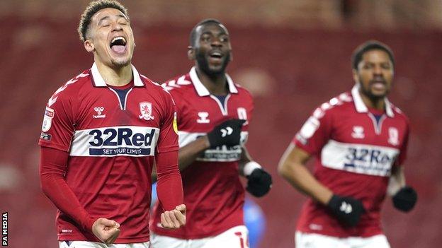 Marcus Tavernier celebrates Middlesbrough's second goal against Preston