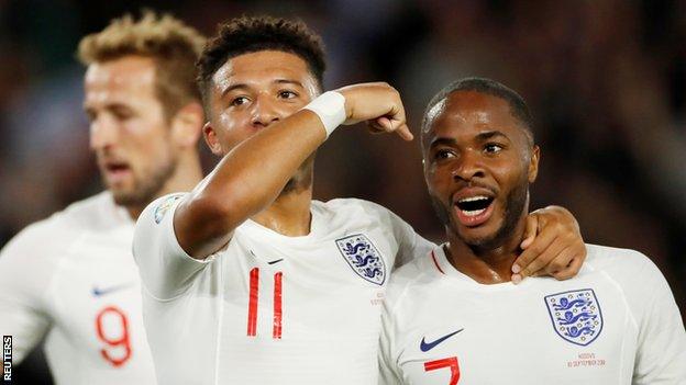 Harry Kane, Jadon Sancho and Raheem Sterling