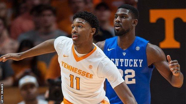 Ivory Coast's Alexander Poythress (right) playing for Kentucky Wildcats in 2016