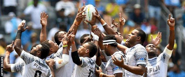 Fiji huddle after a game