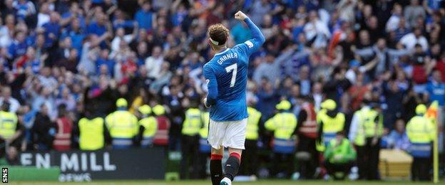 Rangers striker Joe Garner was on target in the side's last visit to Celtic Park