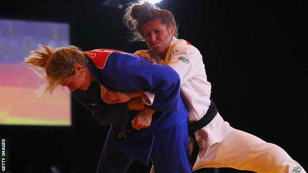 Natalie Powell and Gemma Gibbons compete at the 2014 Commonwealth Games