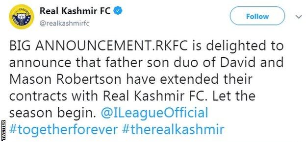 A tweet by Real Kashmir