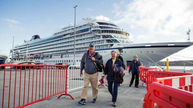 Cruise passengers at Lerwick