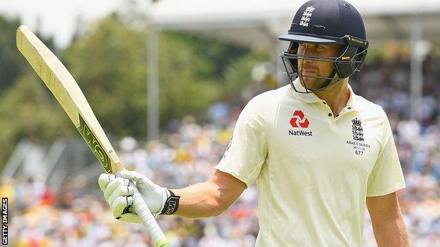 Dawid Malan departs for 140 in the third Ashes Test in Perth in 2017