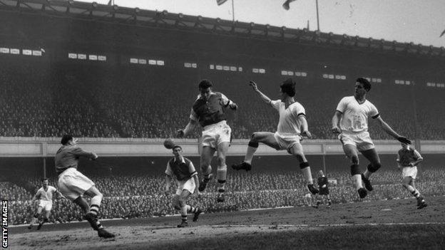 A still from the match between Arsenal and Manchester United at Highbury on 1 February 1958