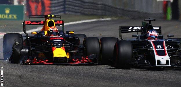 Max Verstappen and Romain Grosjean