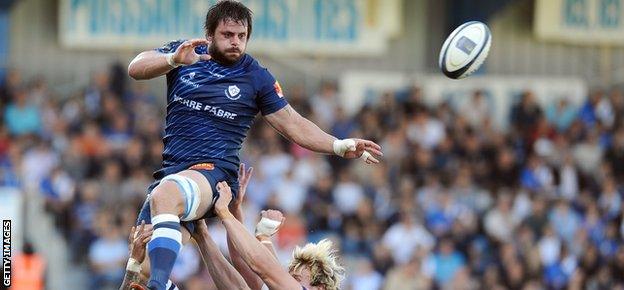 Rodrigo Ortega Capo soars high in the lineout for his French club, Castres