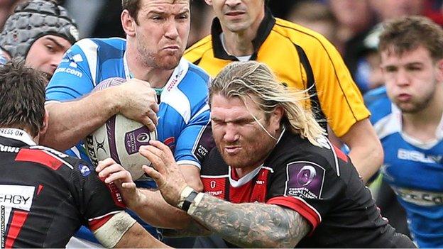 Richard Hibbard tackles Dragons' Adam Warren in April, 2016