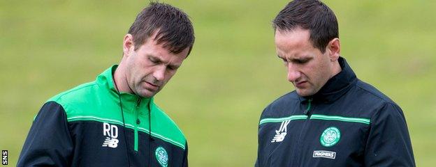 Celtic coach John Kennedy (right) has rubbished talk of a crisis at the club