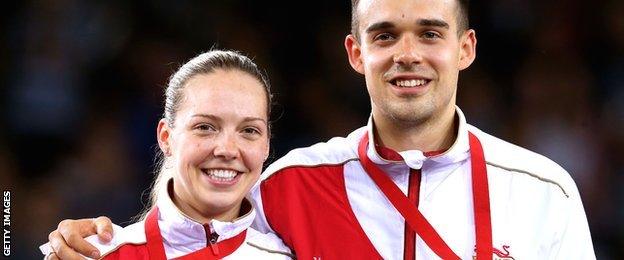 Gabby and Chris Adcock celebrate in Glasgow