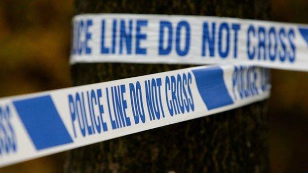 Police tape at crime scene