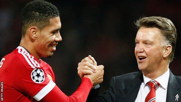 Chris Smalling and Louis van Gaal