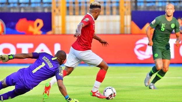 Lalaina Nomenjanahary scores for Madagascar against Nigeria