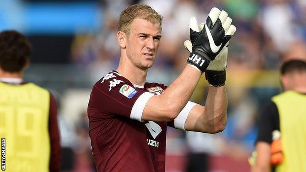 Joe Hart applauds the Torino fans