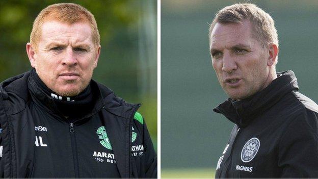 Hibernian head coach Neil Lennon and Celtic counterpart Brendan Rodgers