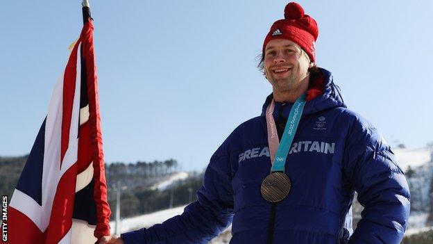 Billy Morgan with GB flag