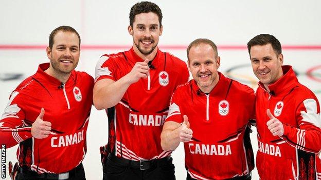 The Canada players celebrating their win