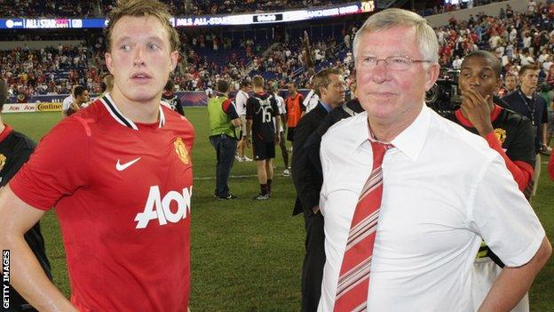 Phil Jones and Sir Alex Ferguson