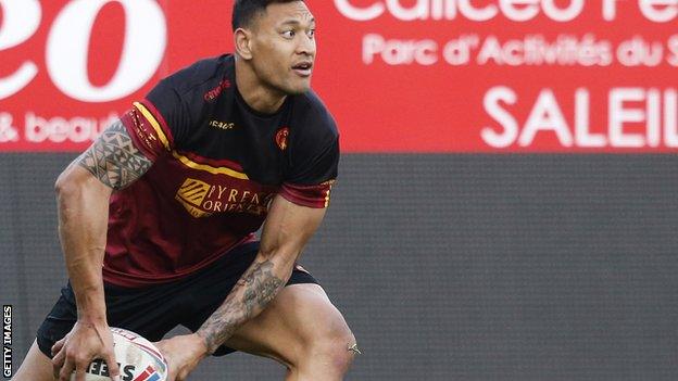 Israel Folau training with Catalans Dragons