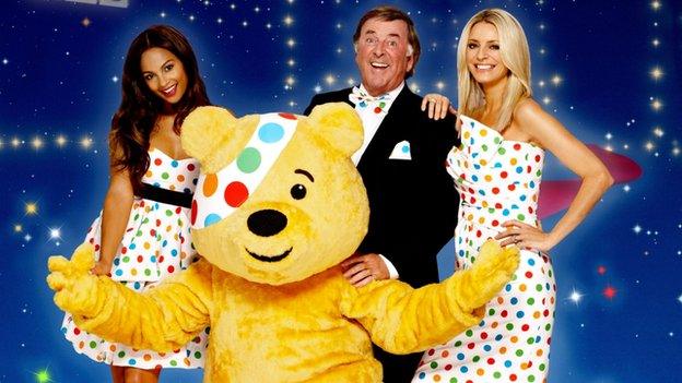 Aysha presenting Children in Need with Terry Wogan and Tess Daly