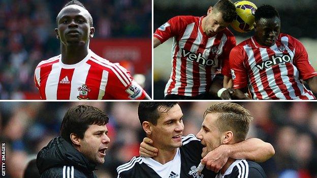 Clockwise from top left - Sadio Mane, Morgan Schneiderlin, Vincent Wanyama, Luke Shaw, Dejan Lovren and Mauricio Pochettino have all left Saints in recent years