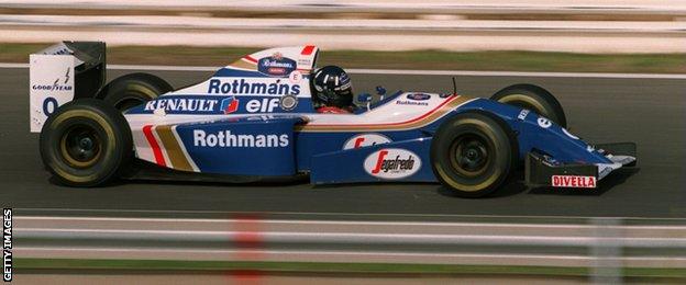 Damon Hill in action at the 1994 Portugese Grand Prix