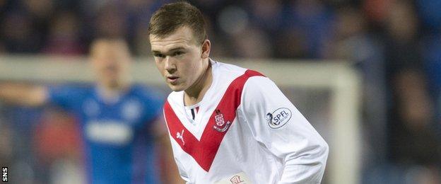 Liam Watt in action for Aidrieonians