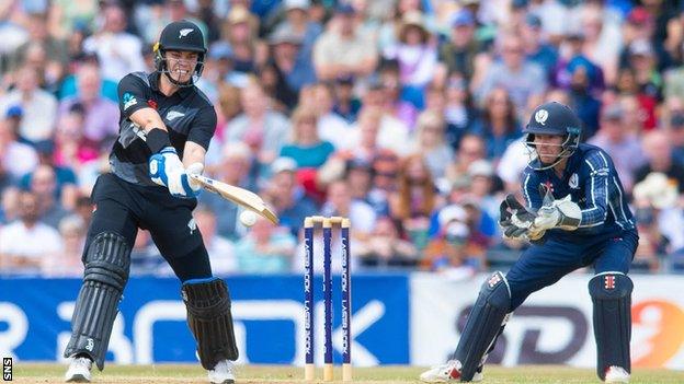 New Zealand batsman Mark Chapman hits out