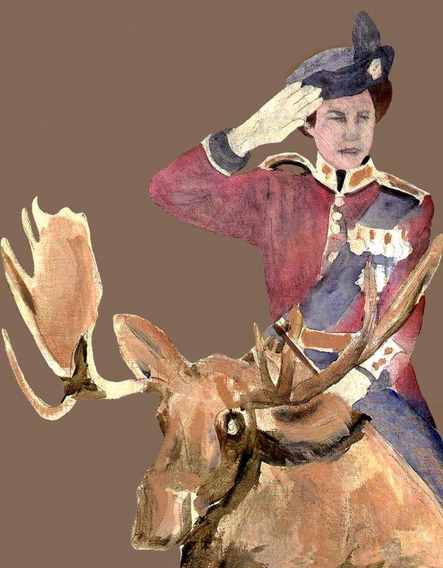 Painting of Queen on a moose