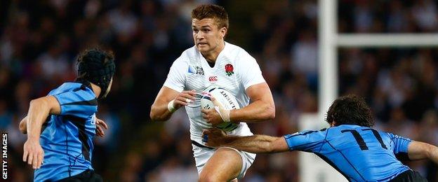 Henry Slade attacks for England