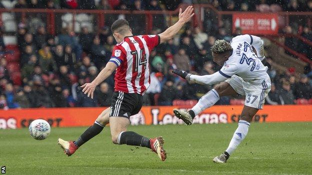 Adama Traore fires in from the edge of the box to put Boro in front