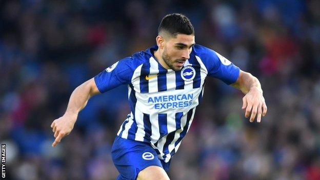 Neal Maupay playing for Brighton against Aston Villa